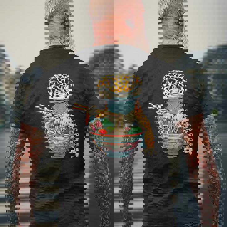 Japanese Kawaii Ramen Reptile Leopard Gecko ヒョウモントカゲモドキ メンズTシャツ バックプリント 高齢者への贈り物