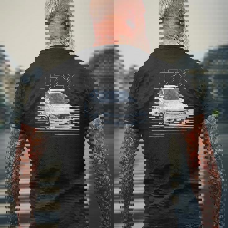 Jdm Car Jzx100 In Drift Powerlide 1Jz チェイサー ターボセダン メンズTシャツ バックプリント 高齢者への贈り物