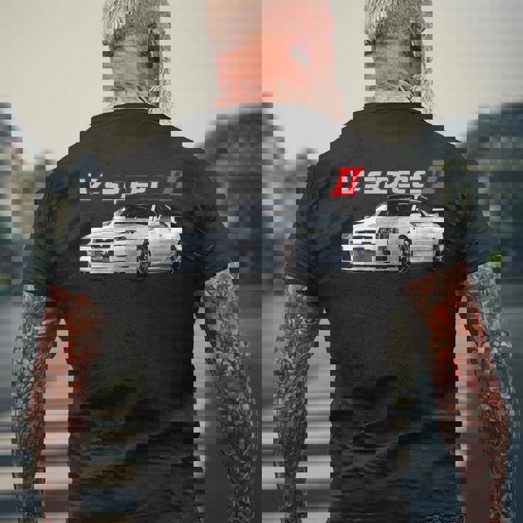 Jdm Car R34-Spec Ii Rb26 スカイライン メンズTシャツ バックプリント 高齢者への贈り物