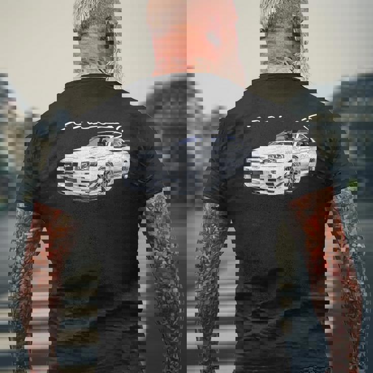 Jdm Car R34-Spec Ii Rb26kyline Mine's-Spec N1 メンズTシャツ バックプリント 高齢者への贈り物