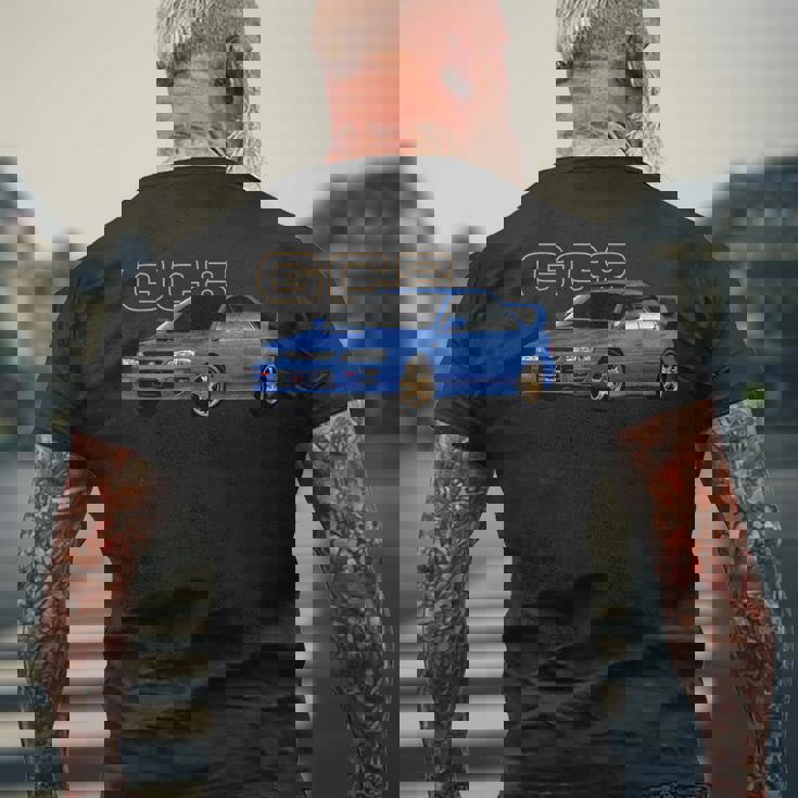 Jdm Rally Blue Car Gc8 バージョン5 メンズTシャツ バックプリント 高齢者への贈り物