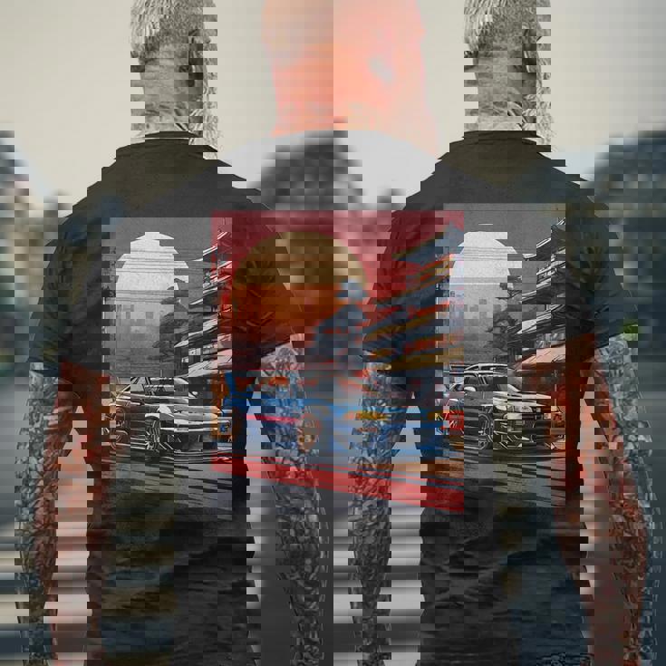 Jdm レトロ 日本自動車 レースカー 東京 スカイライン サンセット メンズTシャツ バックプリント 高齢者への贈り物