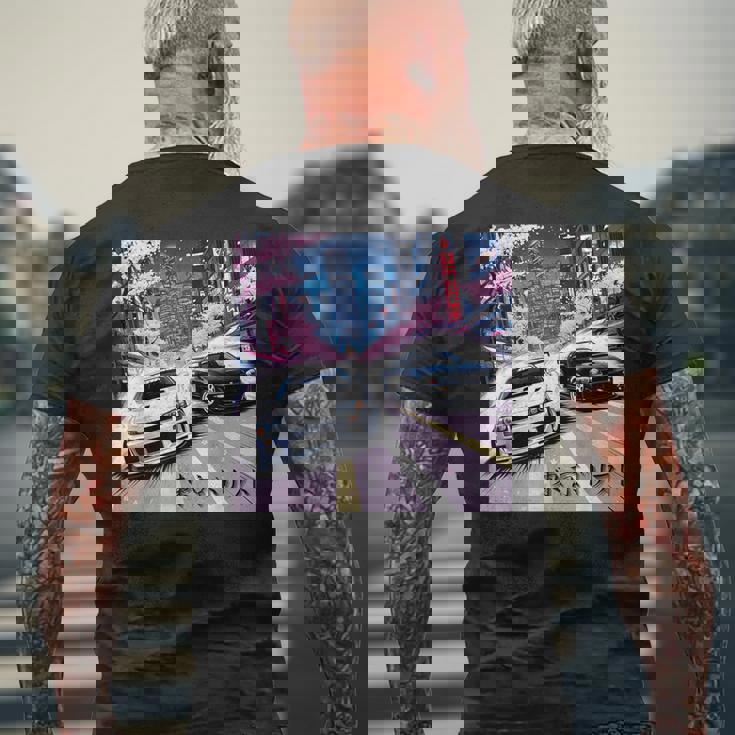 Jdm レースカーズ 東京ストリート ドリフト アニメ風 桜 メンズTシャツ バックプリント 高齢者への贈り物