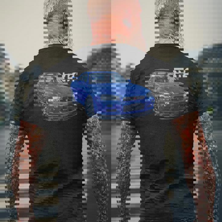 Jdm 車 R34 ベイサイド ブルー-Spec Ii メンズTシャツ バックプリント 高齢者への贈り物