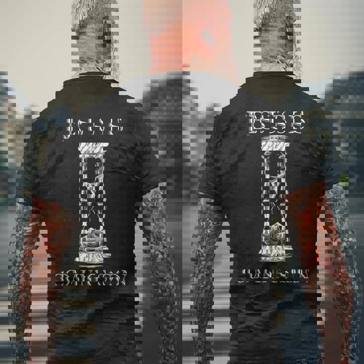 Jesus Is Comingoon – 携挙警告クリスチャンの引用 メンズTシャツ バックプリント 高齢者への贈り物