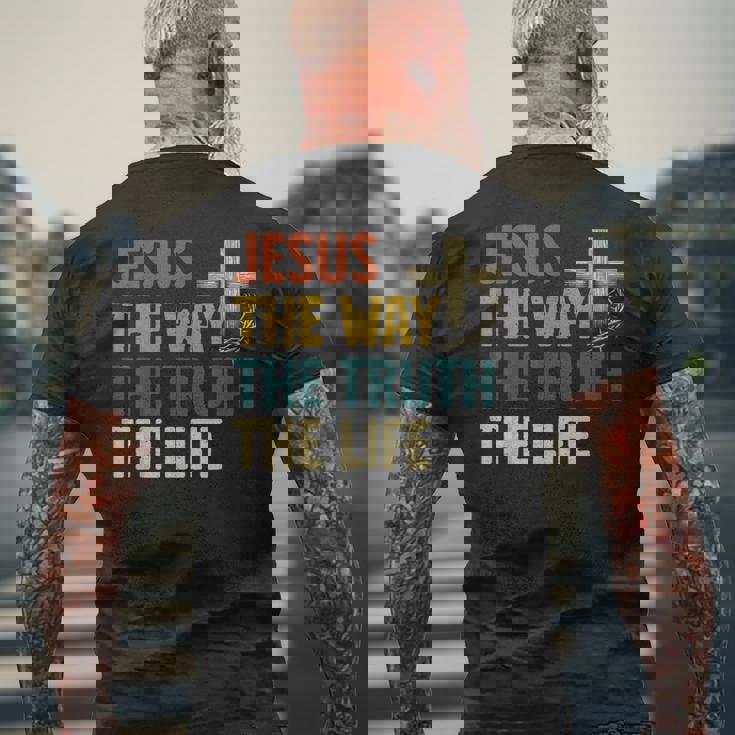 Jesus The Way The Truth The Life クリスチャン 信者 キリスト メンズTシャツ バックプリント 高齢者への贈り物