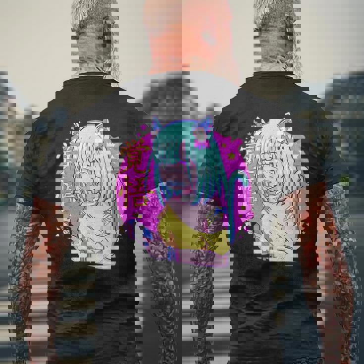 Kawaii Gamer ネコガール メンヘラ 美的パステル ゴス キュート メンズTシャツ バックプリント 高齢者への贈り物