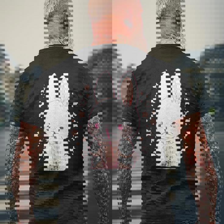 Kawaii Rabbit Drink バブルティー ウサギ ボバ メンズTシャツ バックプリント 高齢者への贈り物