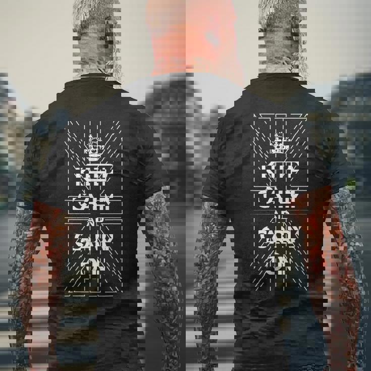 Keep Calm And Carry On 落ち着いてキャリーオン 英国の輪郭の旗 メンズTシャツ バックプリント 高齢者への贈り物