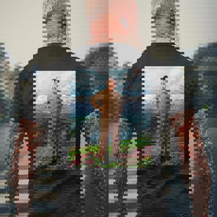 Kim Jong Il Kim Jong Un Humour North Korea メンズTシャツ バックプリント 高齢者への贈り物