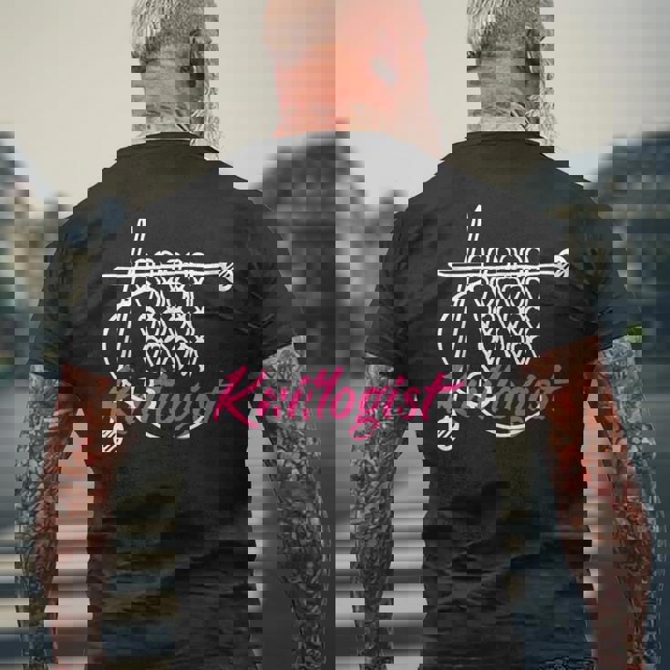 Knitlogist おもしろ編み物 メンズTシャツ バックプリント 高齢者への贈り物