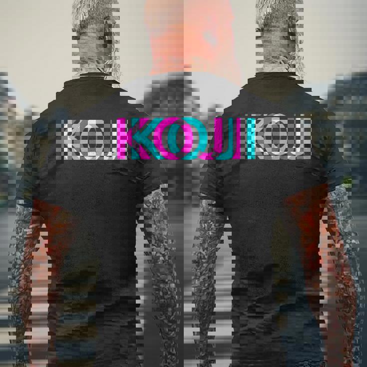 Koji こんにちは、私の名前はファーストネームタグ メンズTシャツ バックプリント 高齢者への贈り物