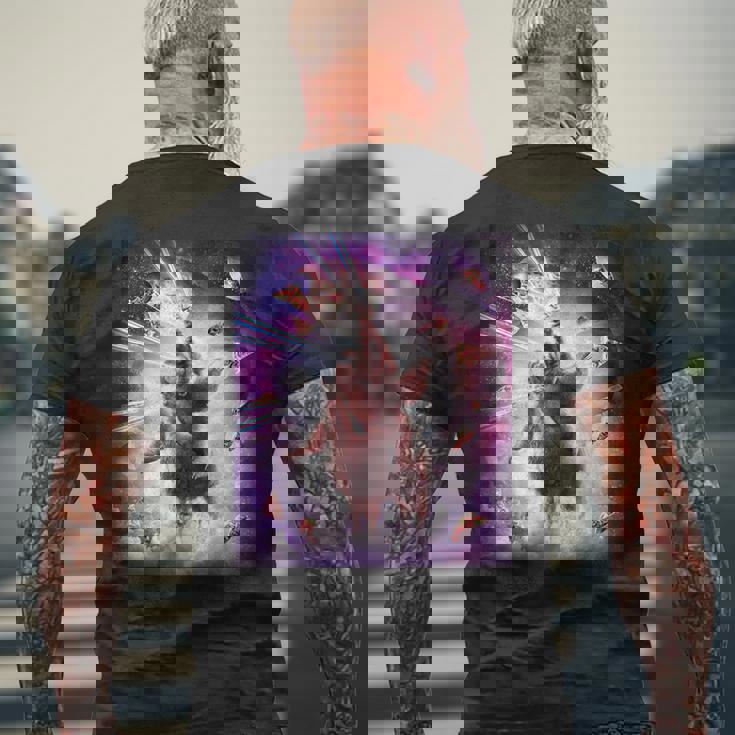 Laser Eyespace Cat ナマケモノ ラマ レインボー メンズTシャツ バックプリント 高齢者への贈り物