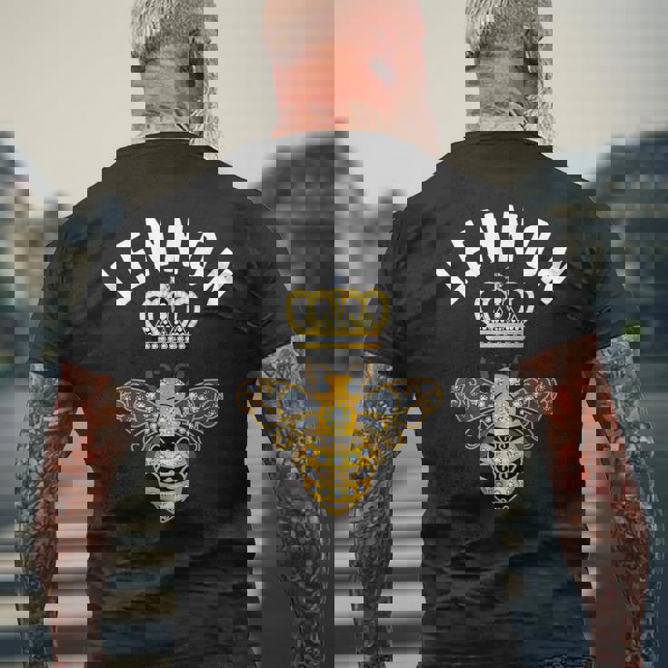 Lennon Name Lennon 誕生日プレゼント 女王冠 蜂 レノン メンズTシャツ バックプリント 高齢者への贈り物