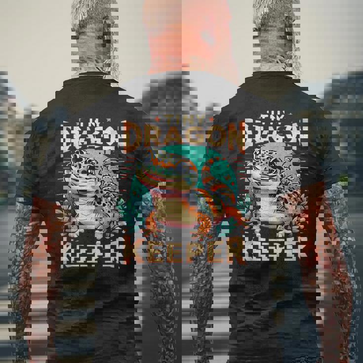 Leopard Gecko Crested Lizard Reptiles Lovers メンズTシャツ バックプリント 高齢者への贈り物