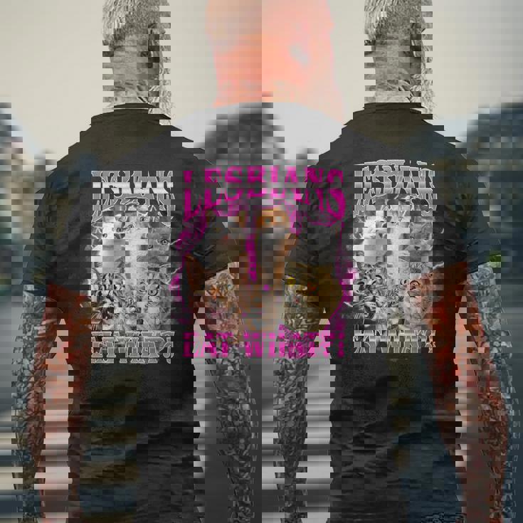 Lesbians Eat What Cat Meme Gay Pride Lgbtq Men's T-shirt Back Print Gifts for Old Men