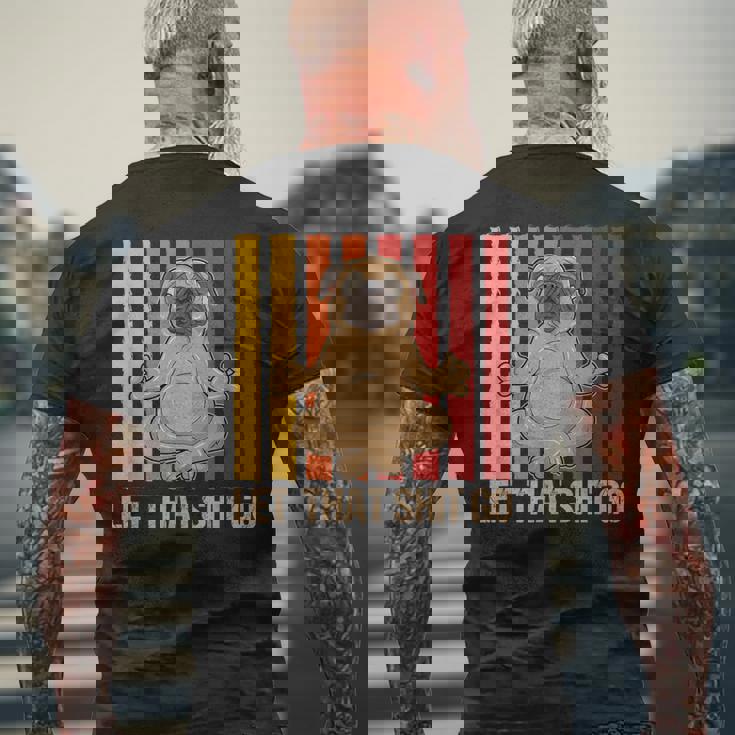 Let Thathit Go パグ ヨガ ヴィンテージデザイン メンズTシャツ バックプリント 高齢者への贈り物