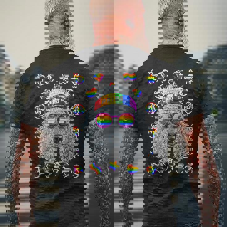 Lgbt プードル ゲイプライド 月 犬 レインボー レズビアン メンズTシャツ バックプリント 高齢者への贈り物