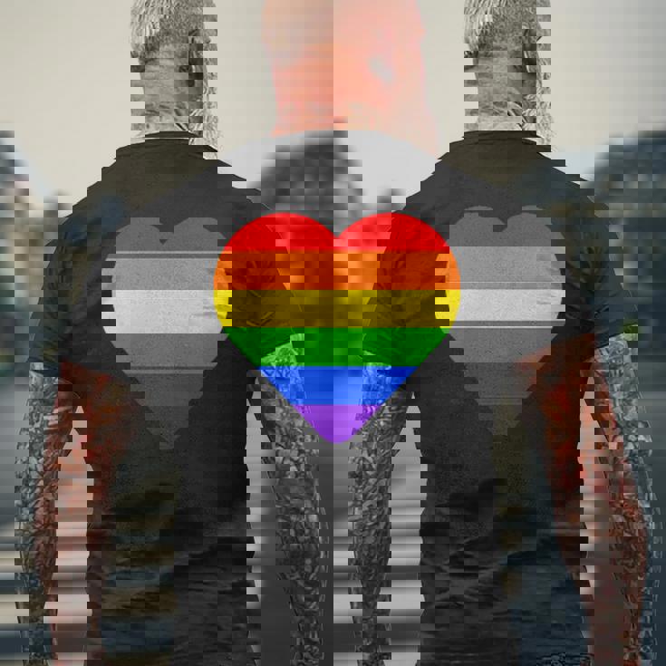 Lgbt レインボー・ハート・フラッグ ゲイ・バイ・ラブ・プライド月間 Lgbtq メンズTシャツ バックプリント 高齢者への贈り物