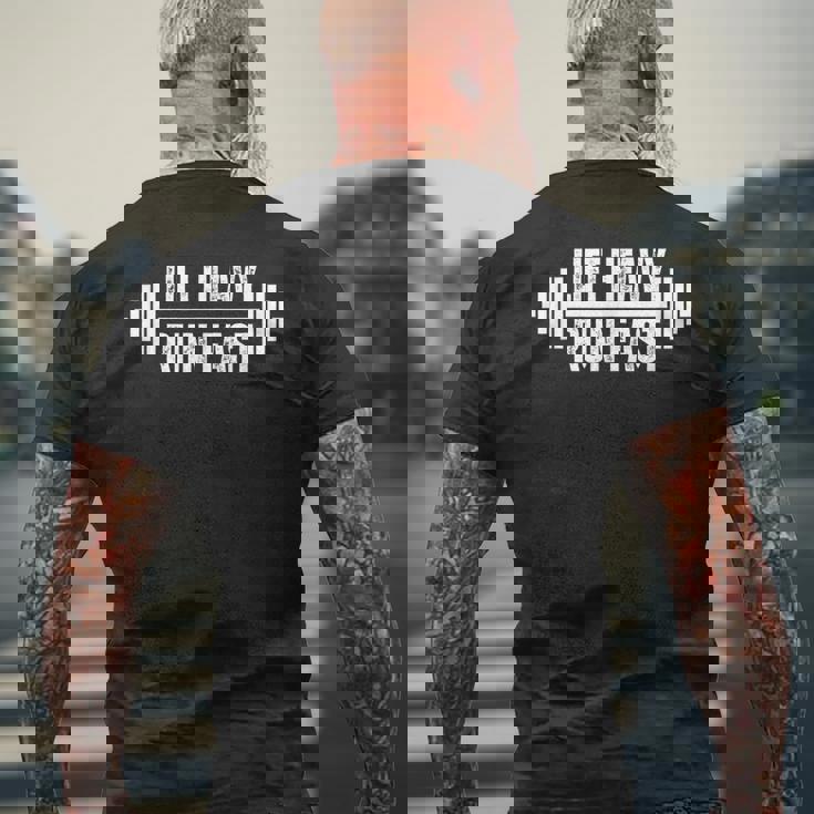 Lift Heavy Run Fast ウェイトリフターランナー ヴィンテージジムワークアウト メンズTシャツ バックプリント 高齢者への贈り物