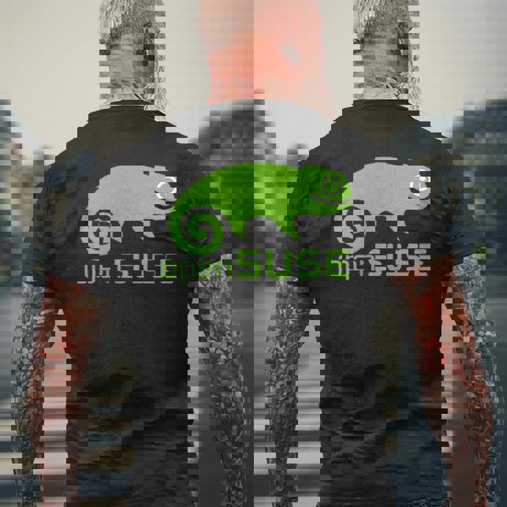 Linux Opensuse ラバーtシャツ タグライン&ロゴ オープンソースos メンズTシャツ バックプリント 高齢者への贈り物