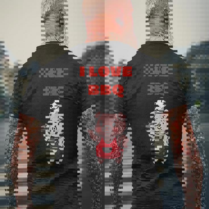 I Love Bbq グリル & スモーカー メンズTシャツ バックプリント 高齢者への贈り物