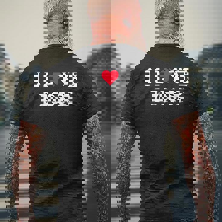 I Love Boss マッチング ガールフレンド&ボーイフレンド ボス名 メンズTシャツ バックプリント 高齢者への贈り物