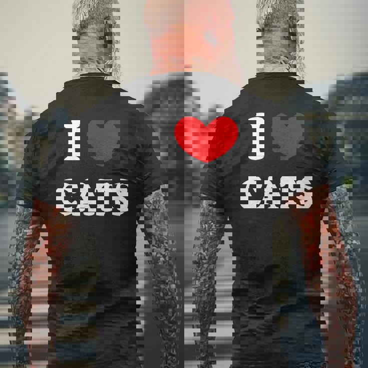 I Love Cats I Heart Cats メンズTシャツ バックプリント 高齢者への贈り物