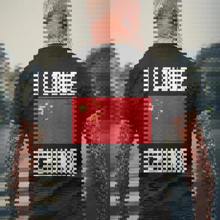 I Love China I Heart China 家族旅行 中国国旗 メンズTシャツ バックプリント 高齢者への贈り物