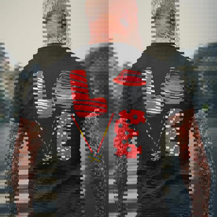 Love Curling ほうき スクワッド カーラー カーリング バレンタインデー メンズTシャツ バックプリント 高齢者への贈り物