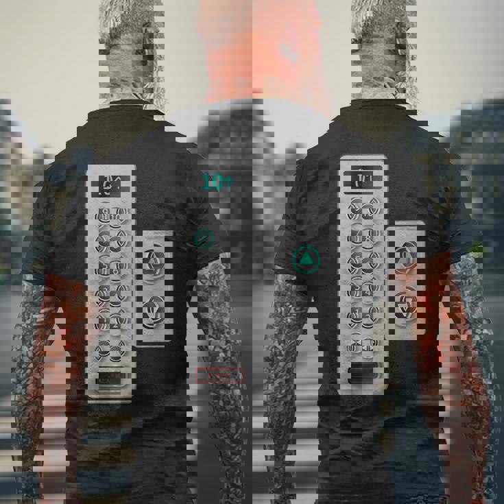 I Love Elevator ギフト かわいいエレベーターボタン メカニッククロージャー メンズTシャツ バックプリント 高齢者への贈り物