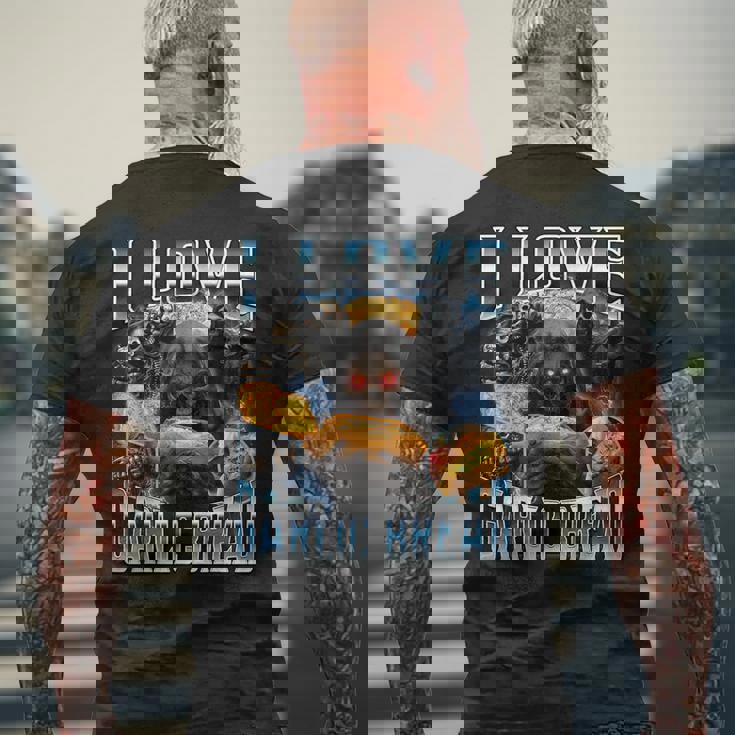 I Love Garlic Bread メンズTシャツ バックプリント 高齢者への贈り物