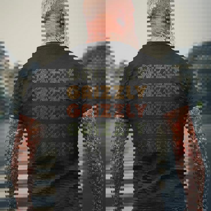 Love Heart Grizzly グランジ ビンテージスタイル ブラック グリズリー メンズTシャツ バックプリント 高齢者への贈り物