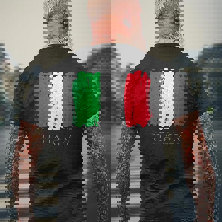I Love Italy 、クールでキュートなイタリア国旗グラフィックデザイン メンズTシャツ バックプリント 高齢者への贈り物