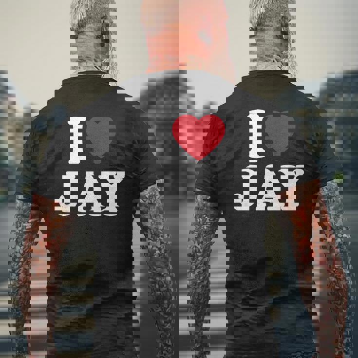I Love Jay I Heart Jay レッドハート メンズTシャツ バックプリント 高齢者への贈り物