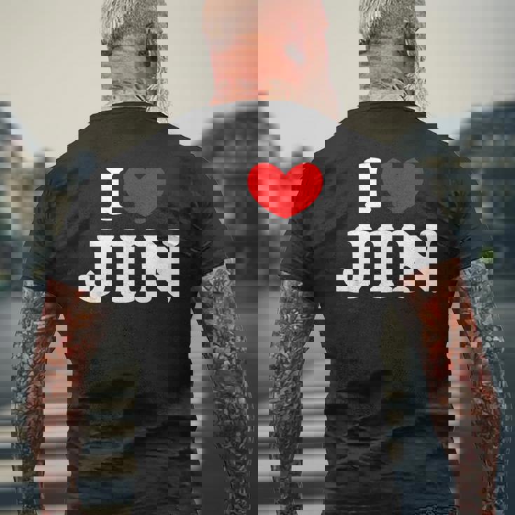 I Love Jin 私は愛する Jin メンズTシャツ バックプリント 高齢者への贈り物