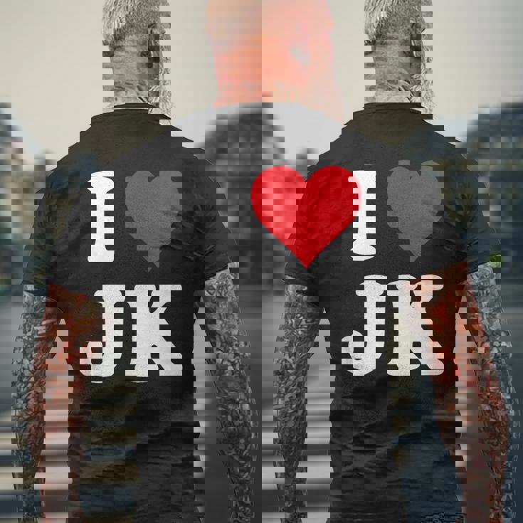 I Love Jk Initials I Heart JK First Last Name J K メンズTシャツ バックプリント 高齢者への贈り物