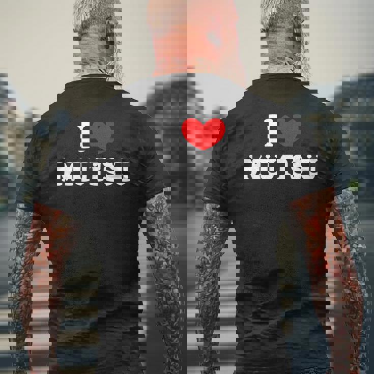 I Love Mutsu 私は愛する Mutsu メンズTシャツ バックプリント 高齢者への贈り物