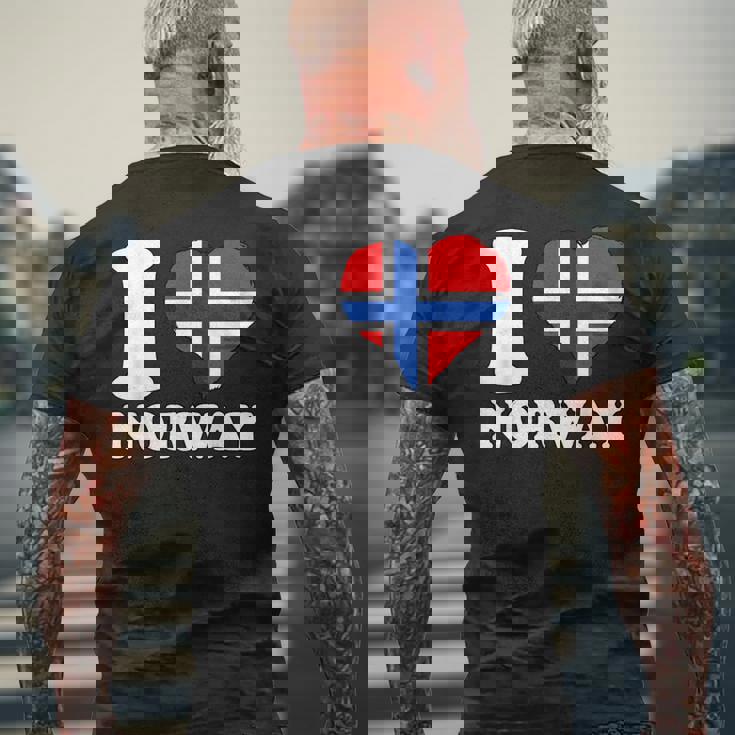 I Love Norwegian Pride ノルウェーのルーツ ノルウェー国旗 メンズTシャツ バックプリント 高齢者への贈り物