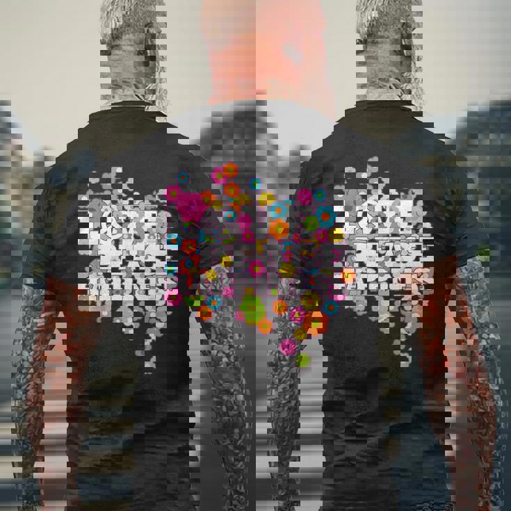 Love Peace Happiness 60年代70年代ヒッピーフラワーパワー メンズTシャツ バックプリント 高齢者への贈り物