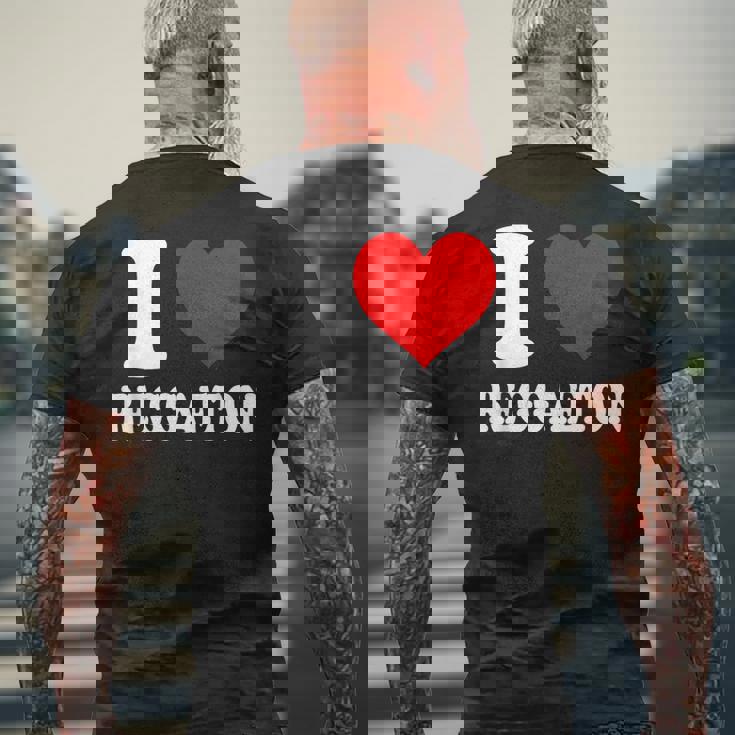 I Love Reggaeton Music メンズTシャツ バックプリント 高齢者への贈り物