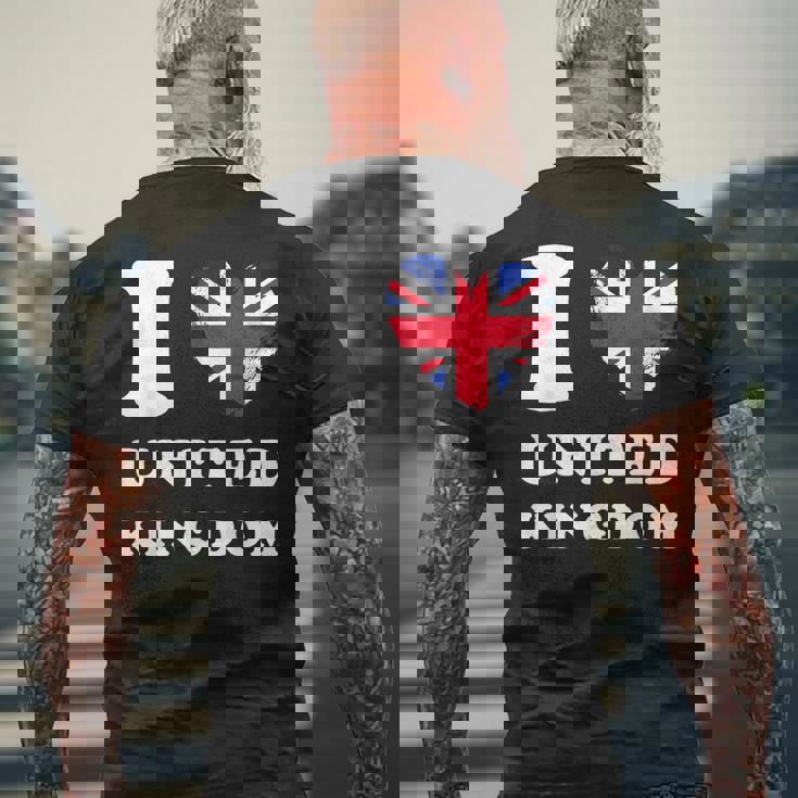 I Love United Kingdom ハートフラッグ イギリス Uk グレートブリテン メンズTシャツ バックプリント 高齢者への贈り物