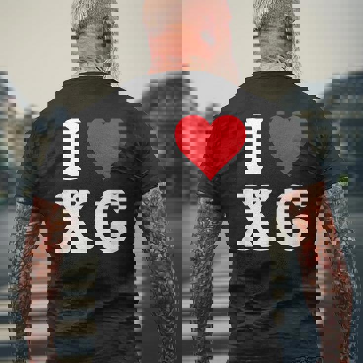 I Love Xg Initials I Heart XG First Last Name X G メンズTシャツ バックプリント 高齢者への贈り物