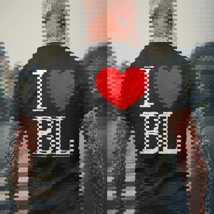 I Love ハート Bl メンズTシャツ バックプリント 高齢者への贈り物