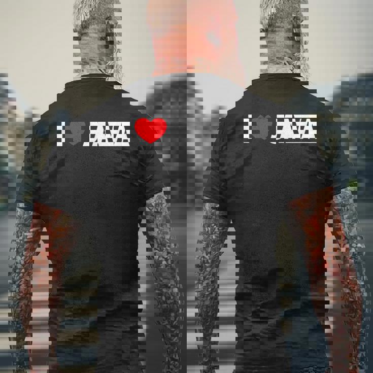 I Love ハート Java メンズTシャツ バックプリント 高齢者への贈り物