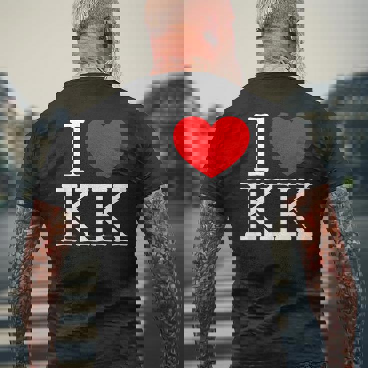 I Love ハート Kk メンズTシャツ バックプリント 高齢者への贈り物