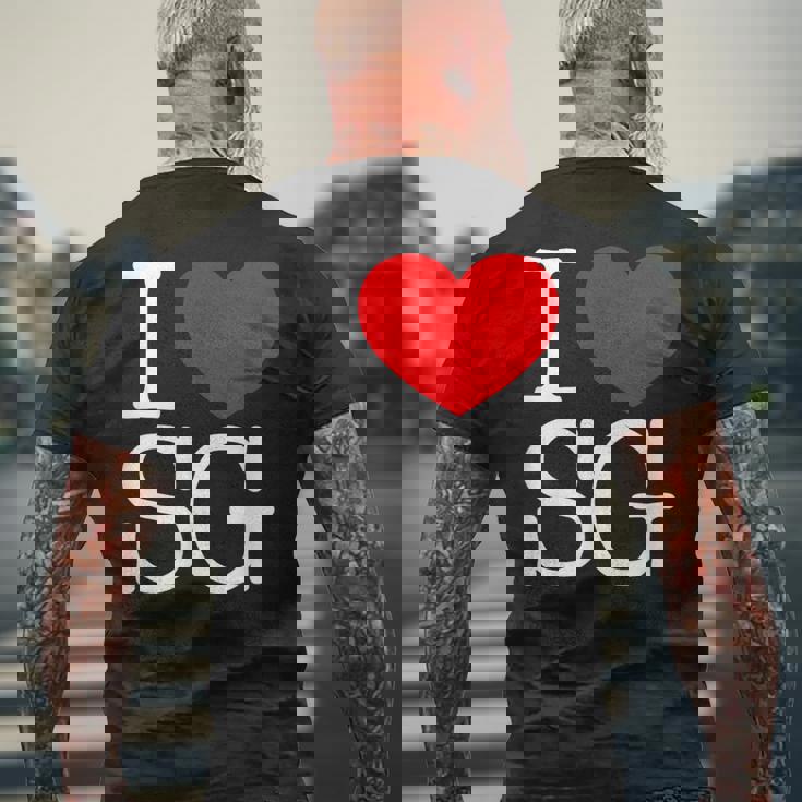 I Love ハートg メンズTシャツ バックプリント 高齢者への贈り物