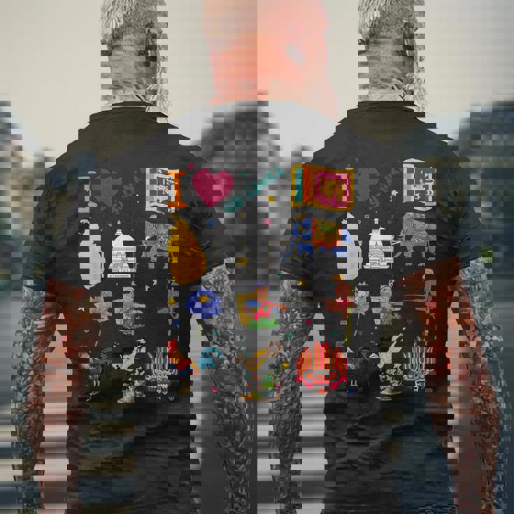 I Loveri Lanka 手描きのスリランカのランドマーク、旗、地図 メンズTシャツ バックプリント 高齢者への贈り物