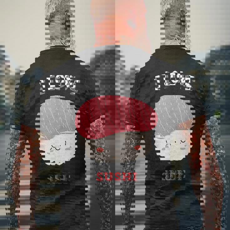 I Loveushi I Loveushi Japan Food 巻にぎり魚 メンズTシャツ バックプリント 高齢者への贈り物