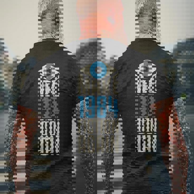 Make 1984 Fiction Again Libertarian Big Brother。 メンズTシャツ バックプリント 高齢者への贈り物